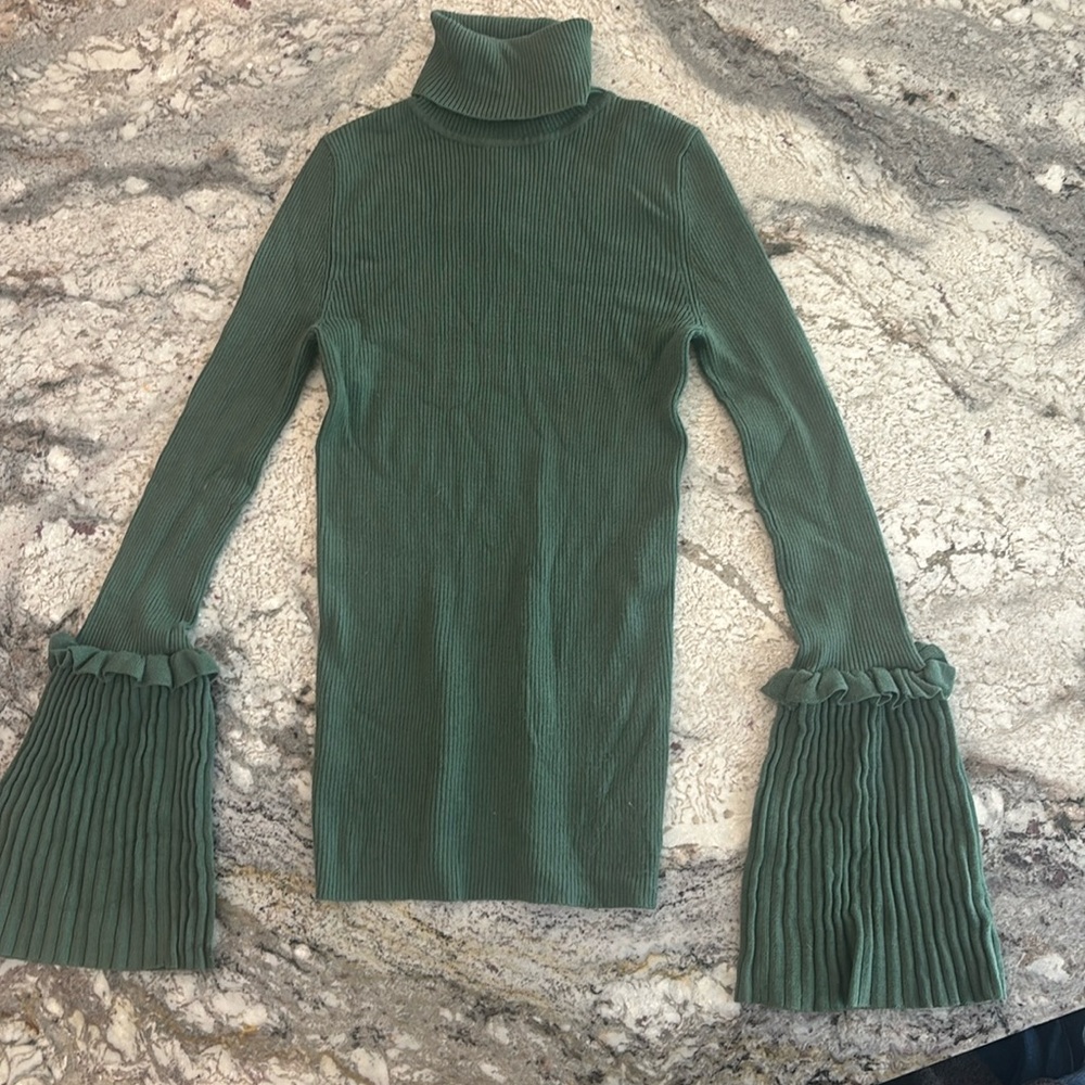Green ribbed turtleneck by Carmen. Size Extra small XS
